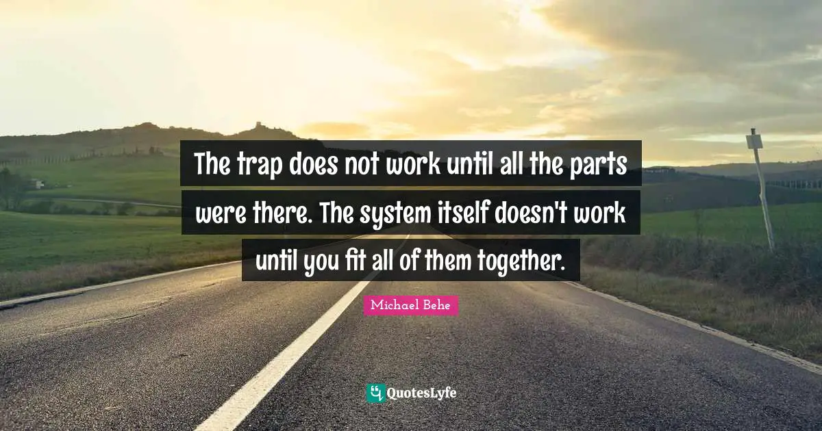 The trap does not work until all the parts were there. The system itself doesn't work until you fit all of them together.
