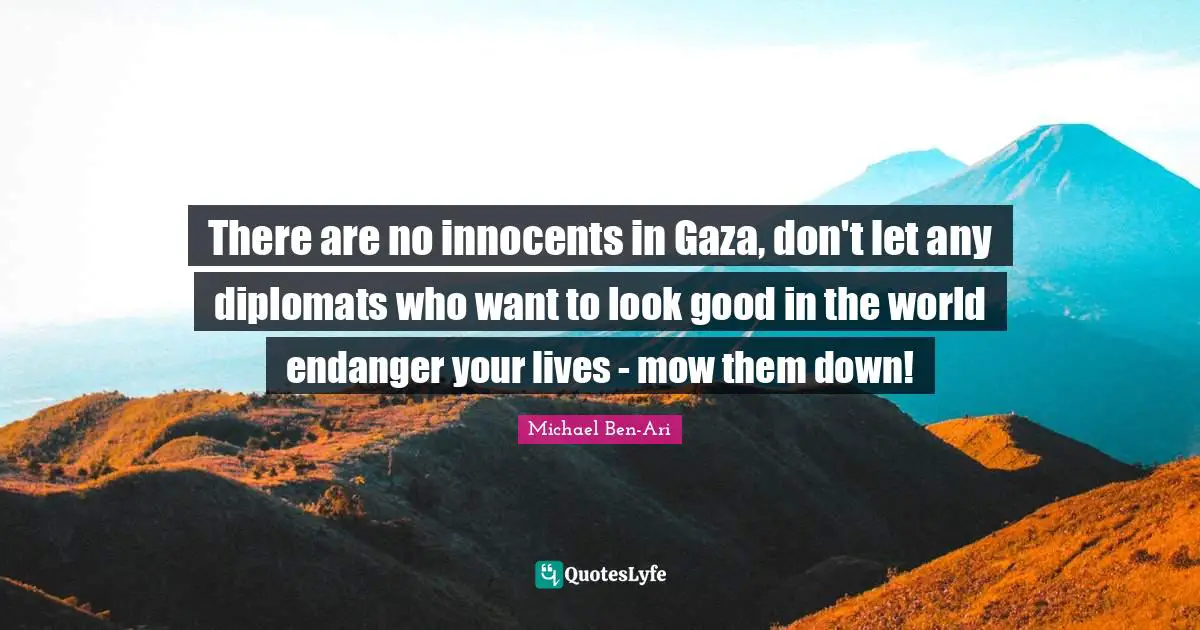 There are no innocents in Gaza, don't let any diplomats who want to look good in the world endanger your lives - mow them down!