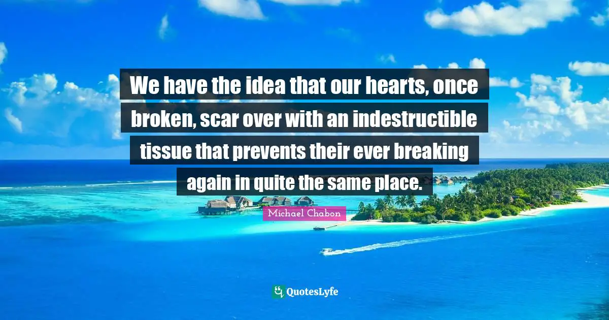 We have the idea that our hearts, once broken, scar over with an indestructible tissue that prevents their ever breaking again in quite the same place.