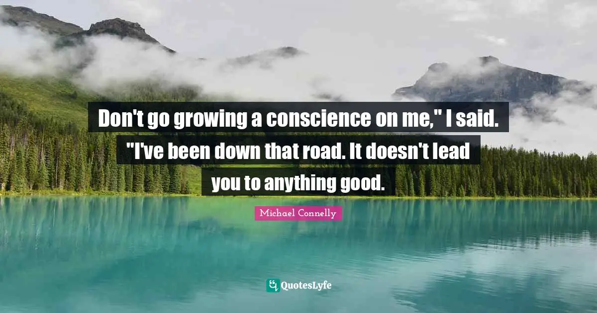 Don't go growing a conscience on me," I said. "I've been down that road. It doesn't lead you to anything good.
