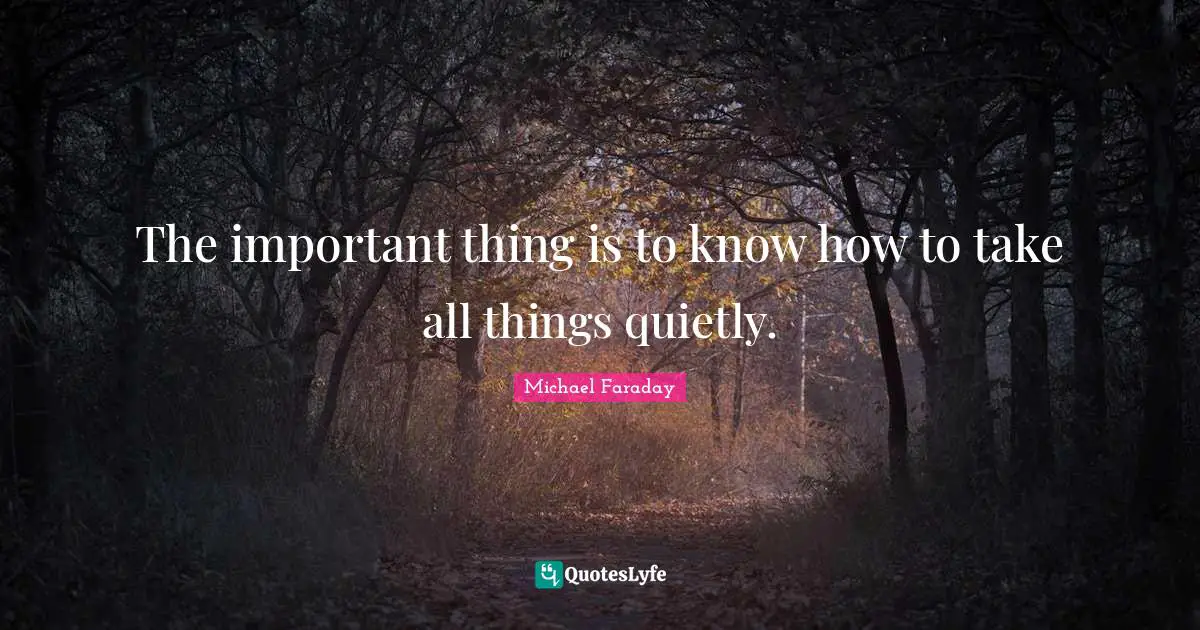 The important thing is to know how to take all things quietly.