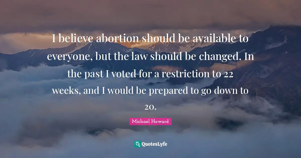I believe abortion should be available to everyone, but the law should be changed. In the past I voted for a restriction to 22 weeks, and I would be prepared to go down to 20.
