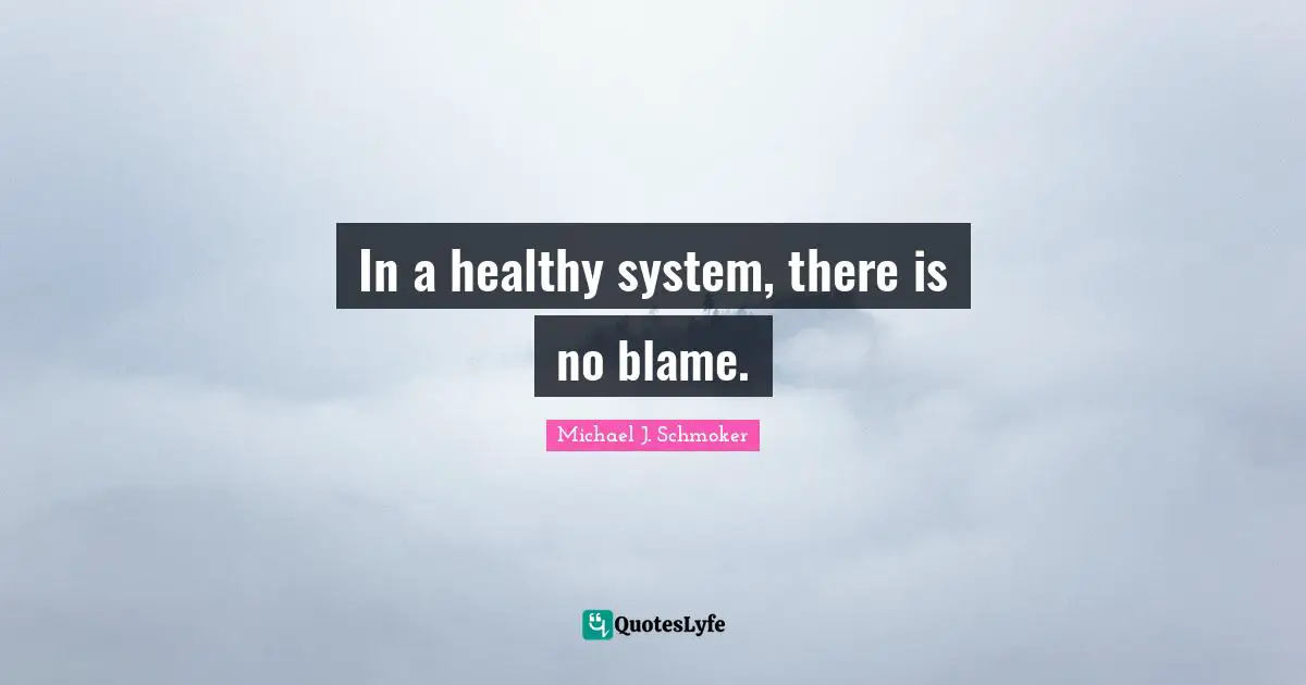 In a healthy system, there is no blame.