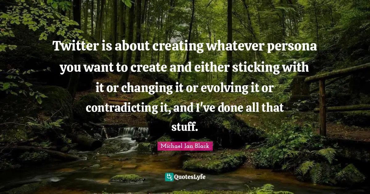 Twitter is about creating whatever persona you want to create and either sticking with it or changing it or evolving it or contradicting it, and I've done all that stuff.