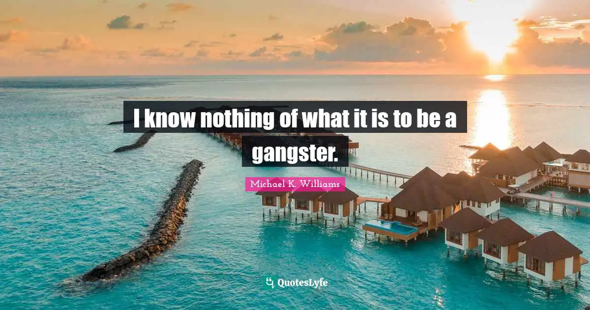 I know nothing of what it is to be a gangster.
