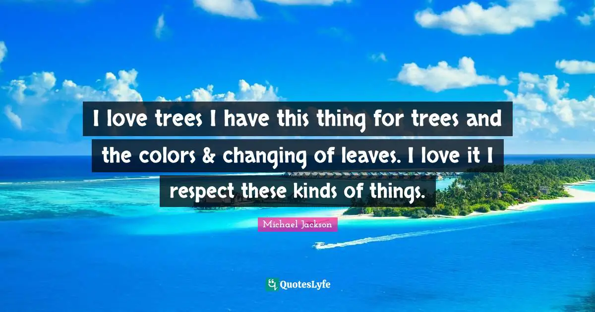 I love trees I have this thing for trees and the colors & changing of leaves. I love it I respect these kinds of things.