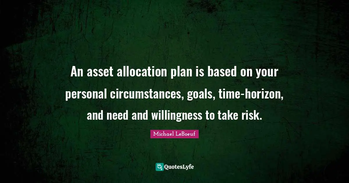 Asset Quotes: "An asset allocation plan is based on your personal circumstances, goals, time-horizon, and need and willingness to take risk."