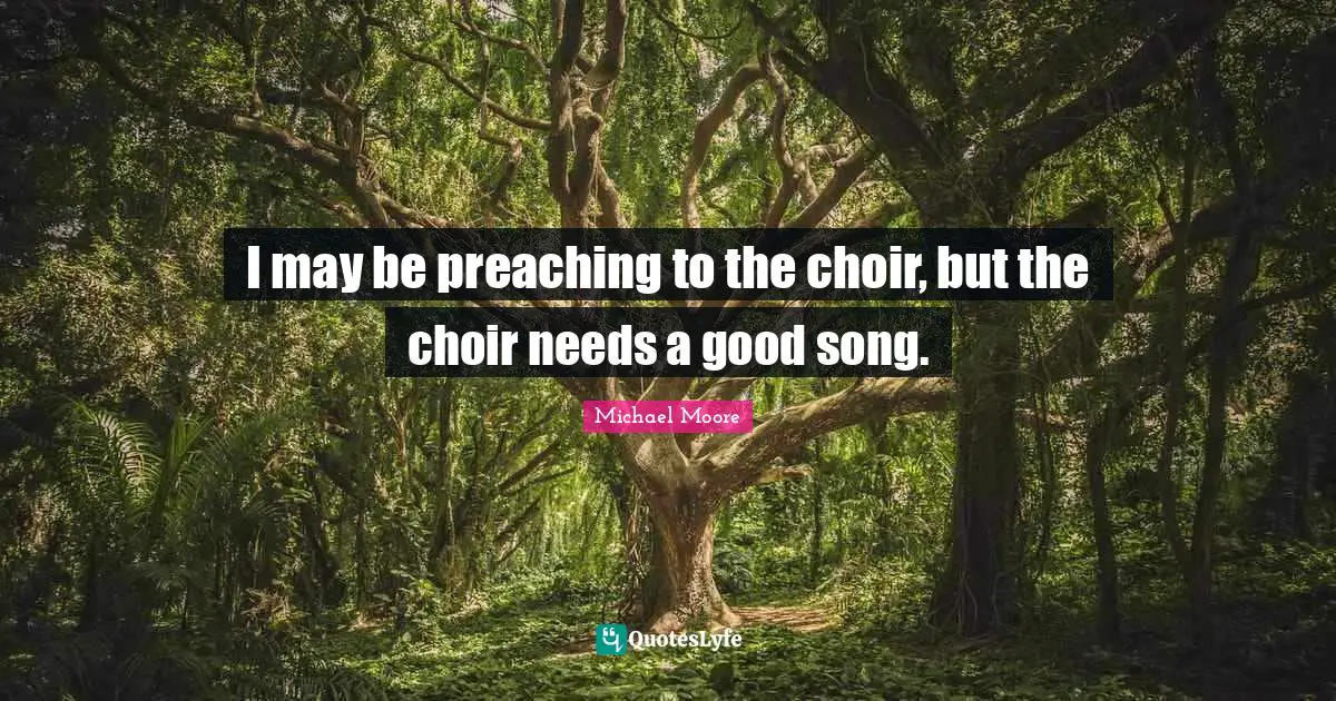 I may be preaching to the choir, but the choir needs a good song.