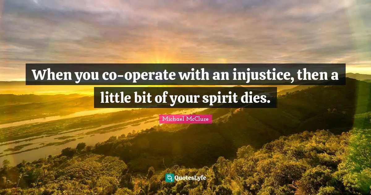 When you co-operate with an injustice, then a little bit of your spirit dies.