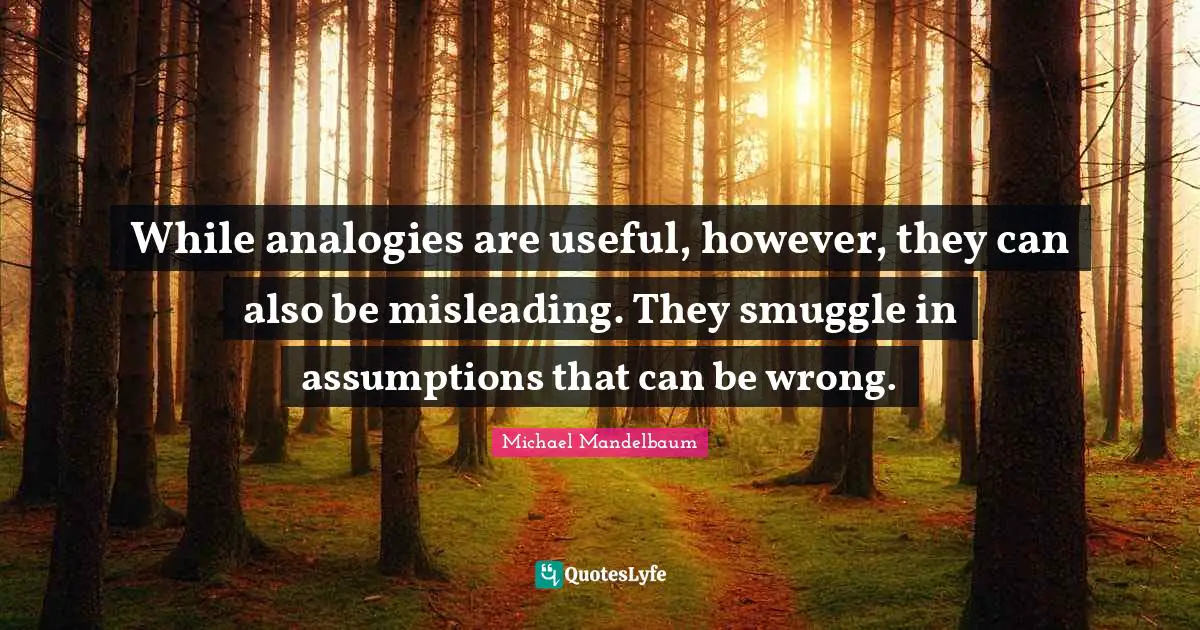 Analogies Quotes: "While analogies are useful, however, they can also be misleading. They smuggle in assumptions that can be wrong."
