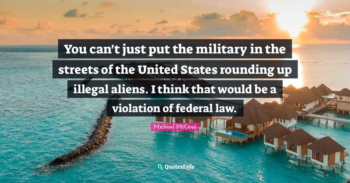 You can't just put the military in the streets of the United States rounding up illegal aliens. I think that would be a violation of federal law.