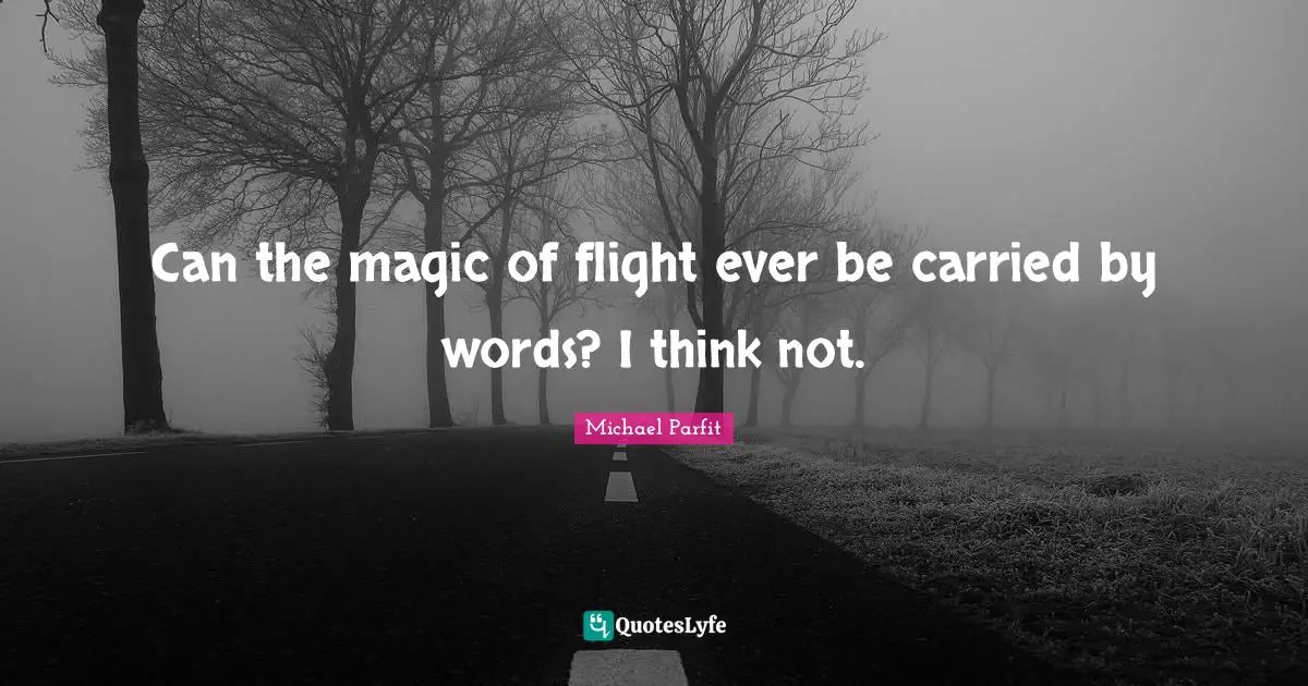 Can the magic of flight ever be carried by words? I think not.