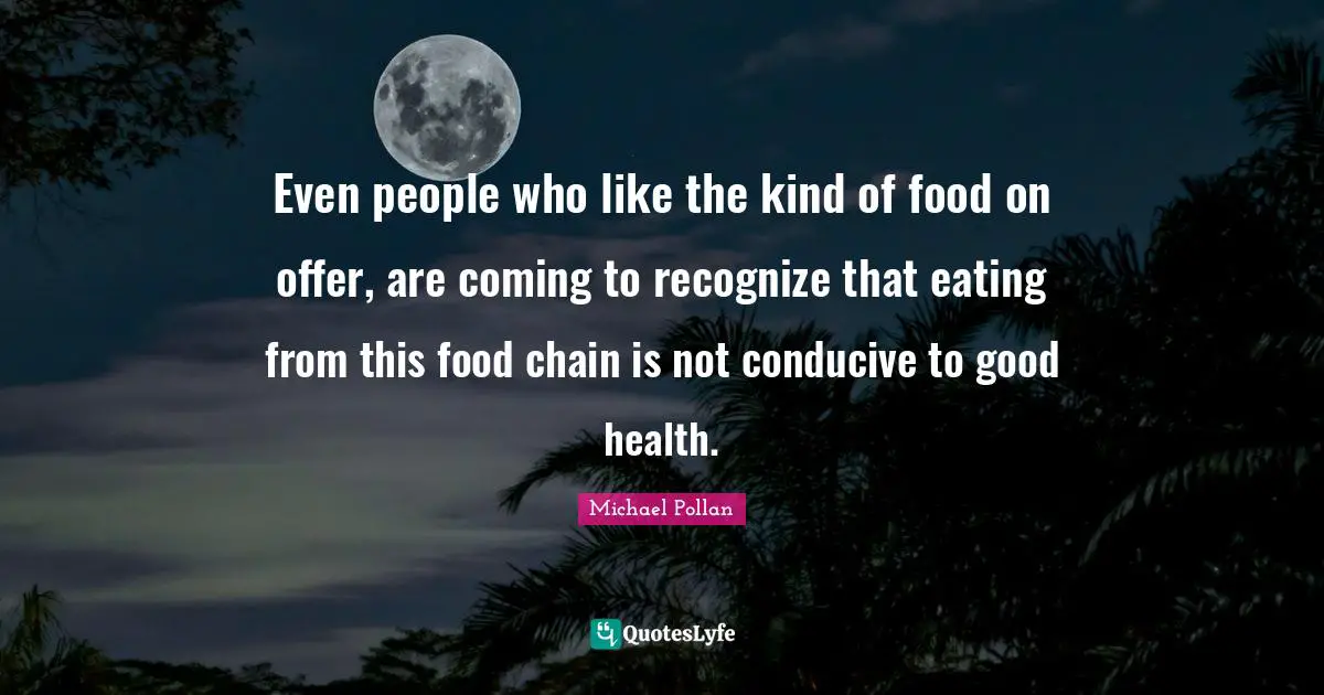 Even people who like the kind of food on offer, are coming to recognize that eating from this food chain is not conducive to good health.