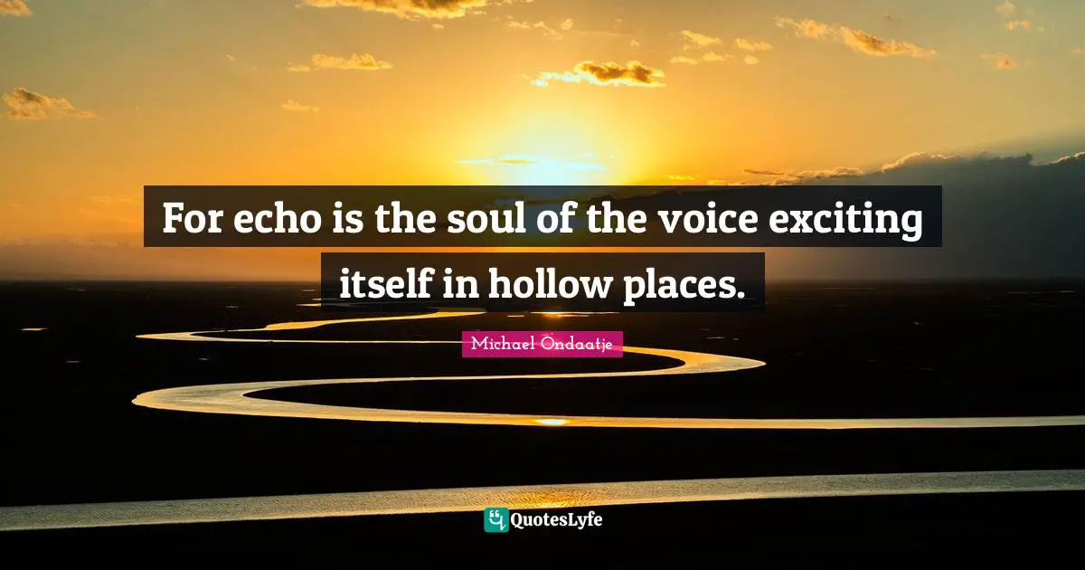 For echo is the soul of the voice exciting itself in hollow places.