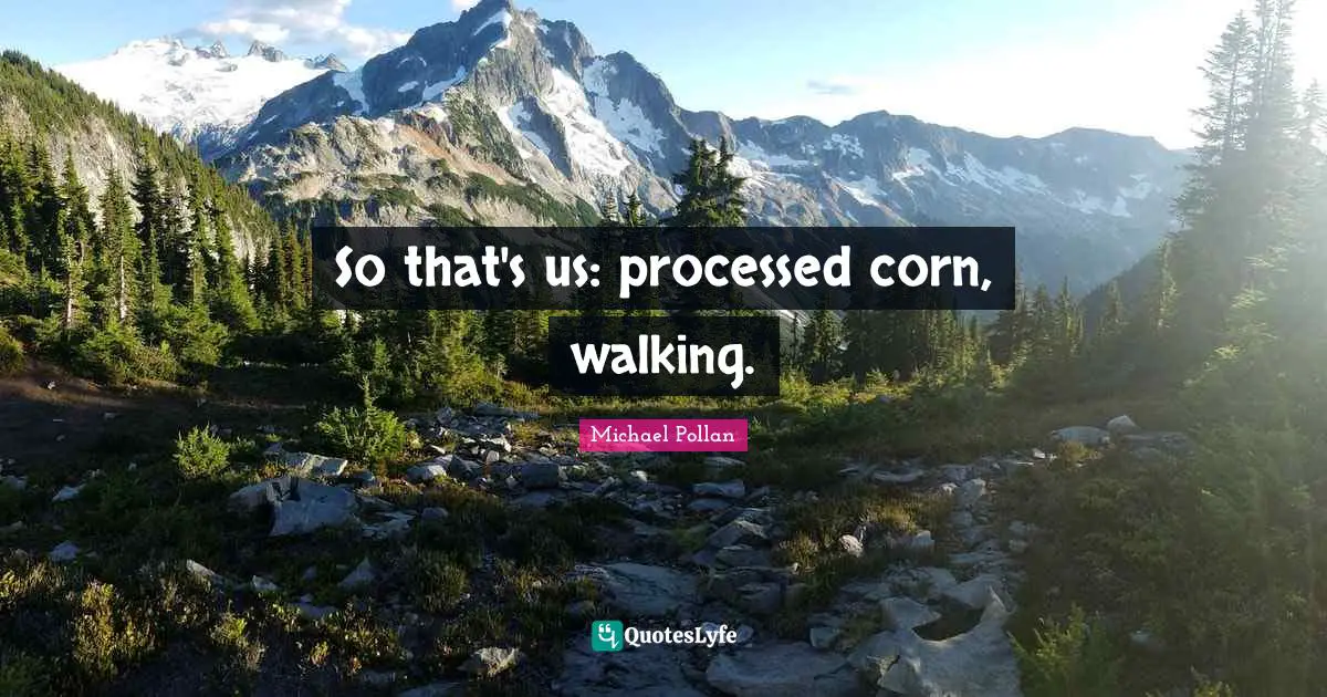 So that's us: processed corn, walking.
