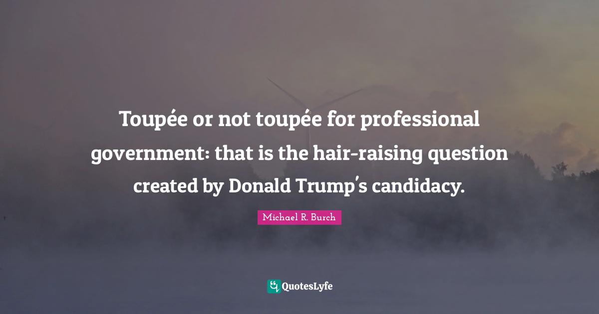 Toupée or not toupée for professional government: that is the hair-raising question created by Donald Trump's candidacy.