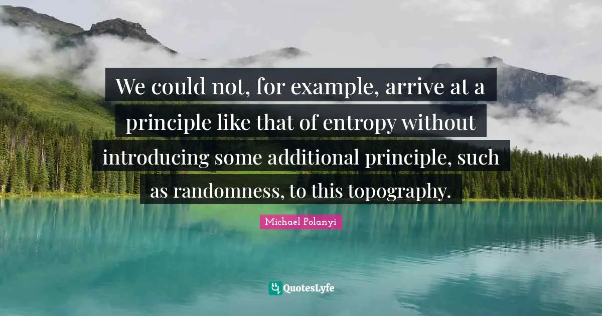 We could not, for example, arrive at a principle like that of entropy without introducing some additional principle, such as randomness, to this topography.