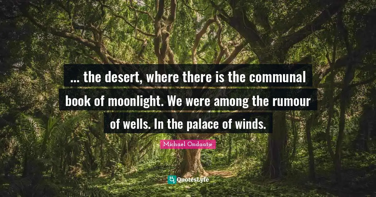 Moonlight Quotes: "... the desert, where there is the communal book of moonlight. We were among the rumour of wells. In the palace of winds."