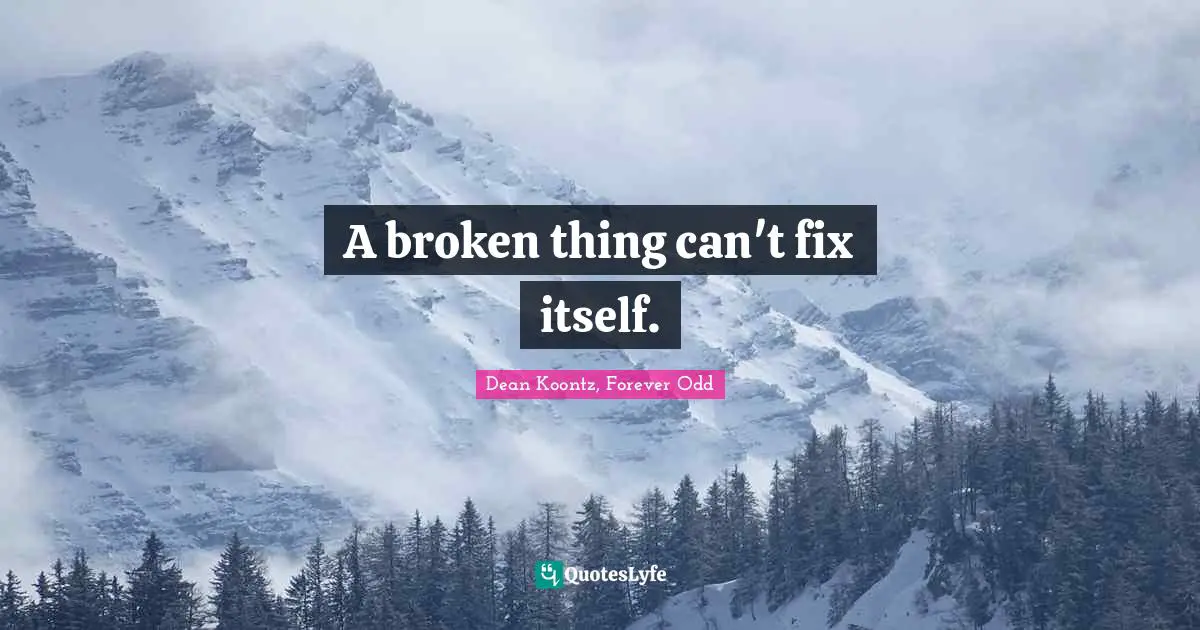 A broken thing can't fix itself.