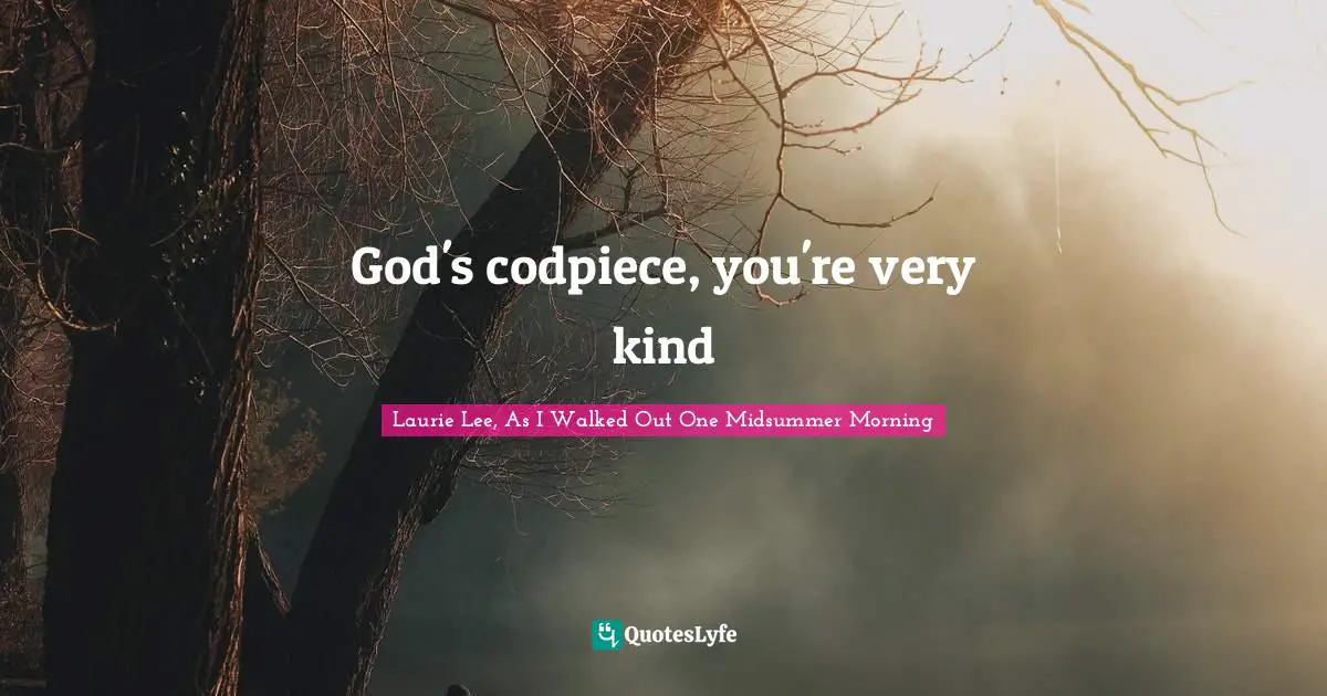 God's codpiece, you're very kind