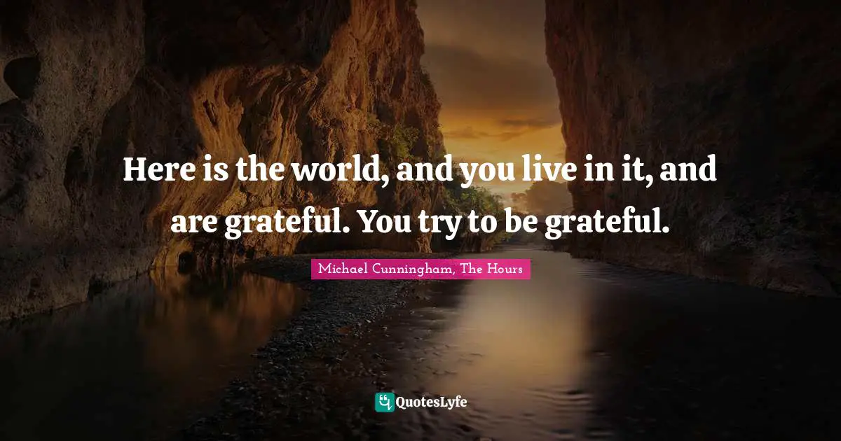 Here is the world, and you live in it, and are grateful. You try to be grateful.