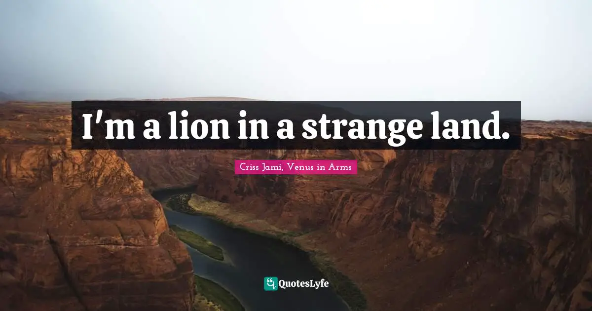 I'm a lion in a strange land.... Quote by Criss Jami, Venus in Arms ...