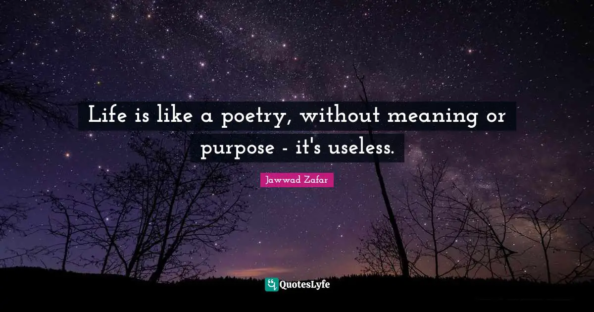 Life is like a poetry, without meaning or purpose - it's useless.