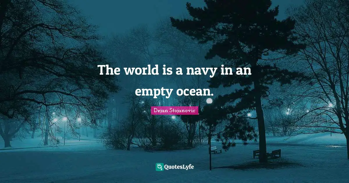 Dejan Stojanovic Quotes: The world is a navy in an empty ocean.
