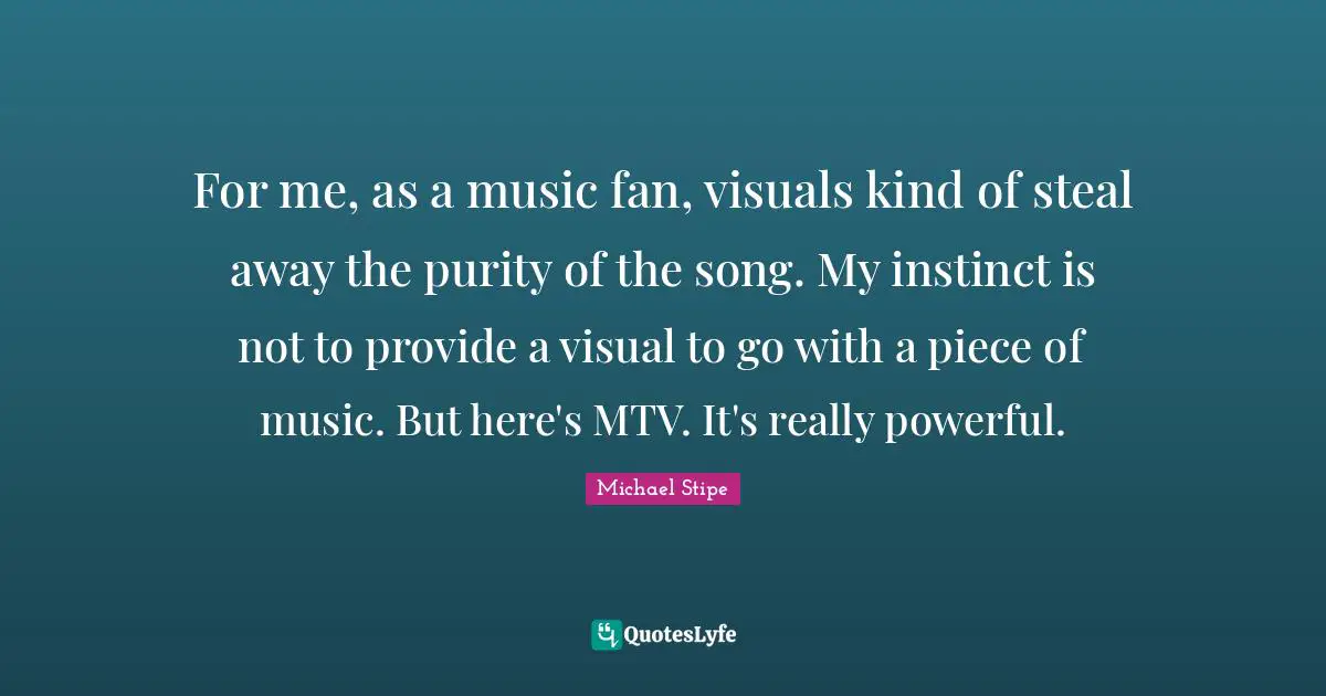 For me, as a music fan, visuals kind of steal away the purity of the song. My instinct is not to provide a visual to go with a piece of music. But here's MTV. It's really powerful.