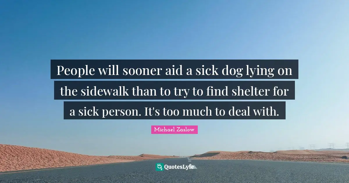 People will sooner aid a sick dog lying on the sidewalk than to try to find shelter for a sick person. It's too much to deal with.