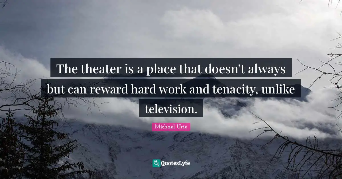 The theater is a place that doesn't always but can reward hard work and tenacity, unlike television.