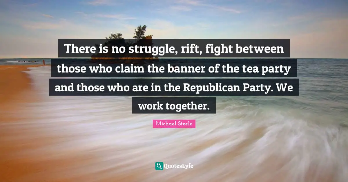 Rift Quotes: "There is no struggle, rift, fight between those who claim the banner of the tea party and those who are in the Republican Party. We work together."