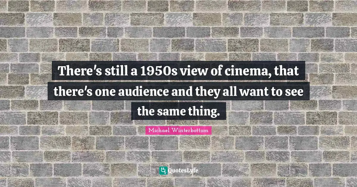 There's still a 1950s view of cinema, that there's one audience and they all want to see the same thing.