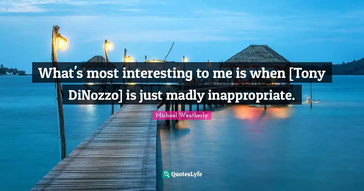 Inappropriate Quotes: "What's most interesting to me is when [Tony DiNozzo] is just madly inappropriate."