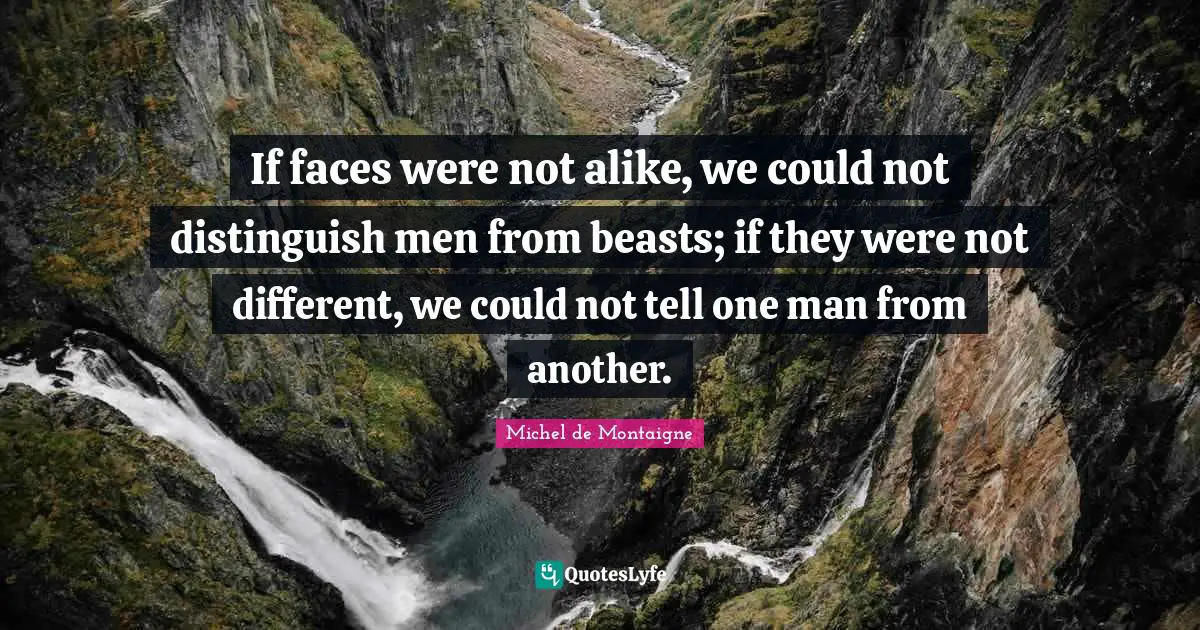 If faces were not alike, we could not distinguish men from beasts; if they were not different, we could not tell one man from another.