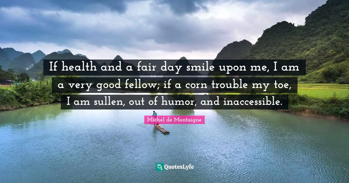 Inaccessible Quotes: "If health and a fair day smile upon me, I am a very good fellow; if a corn trouble my toe, I am sullen, out of humor, and inaccessible."