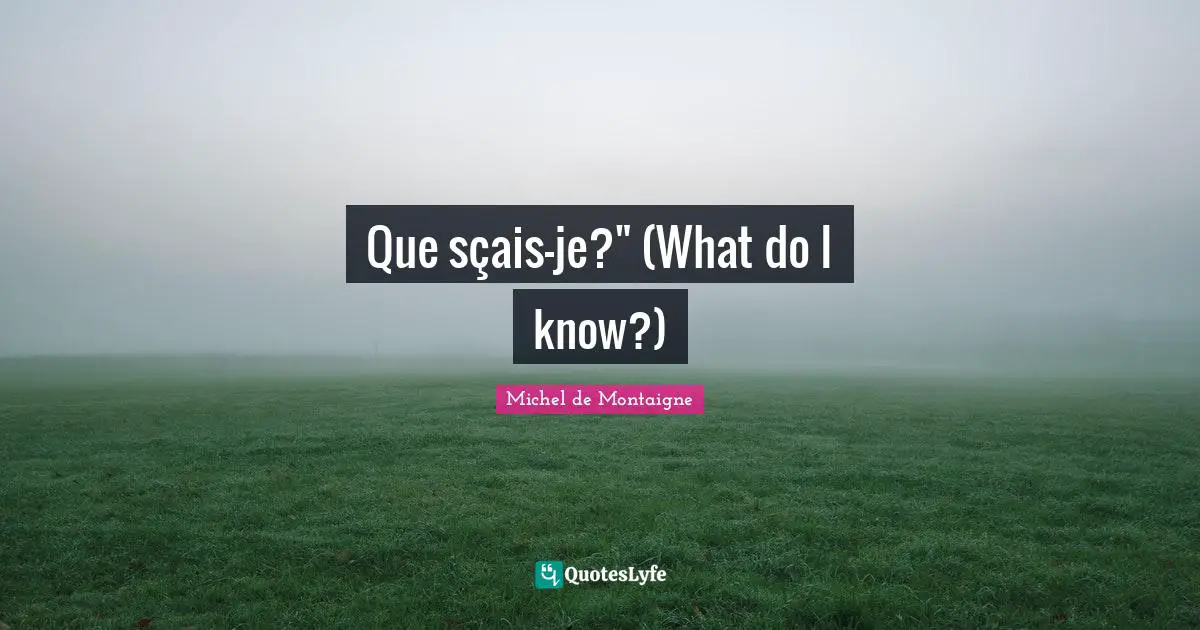 Que sçais-je?" (What do I know?)
