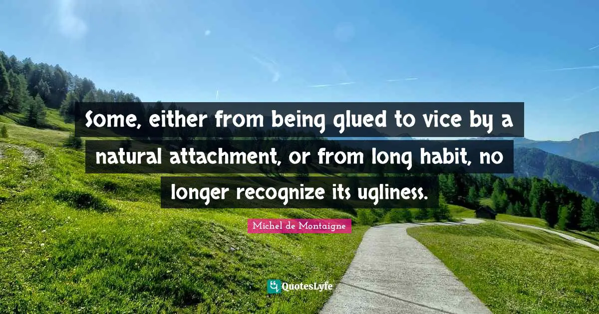 Some, either from being glued to vice by a natural attachment, or from long habit, no longer recognize its ugliness.