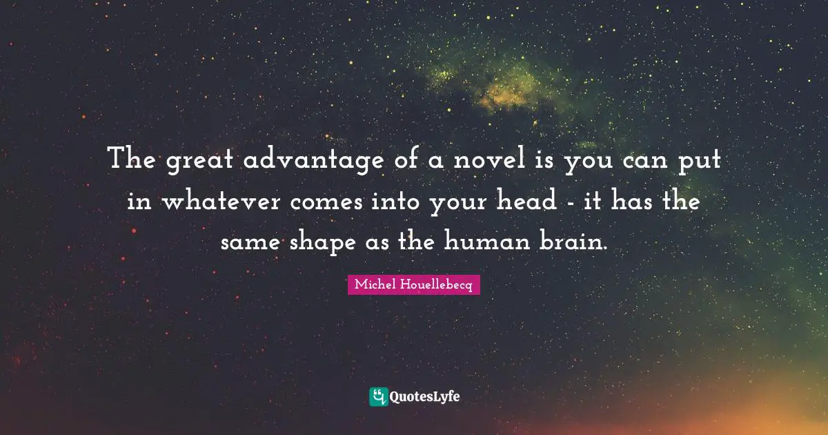 Novel Quotes: "The great advantage of a novel is you can put in whatever comes into your head - it has the same shape as the human brain."