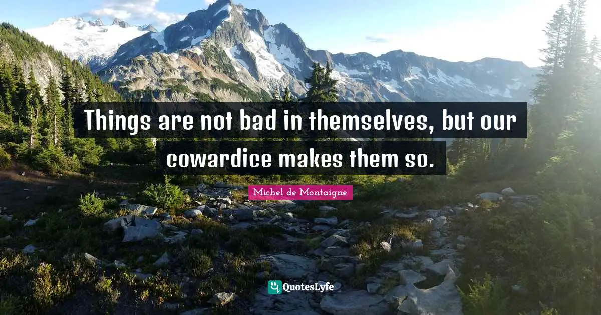 Things are not bad in themselves, but our cowardice makes them so.