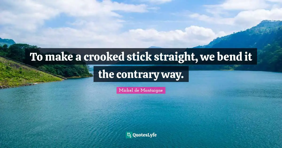To make a crooked stick straight, we bend it the contrary way.
