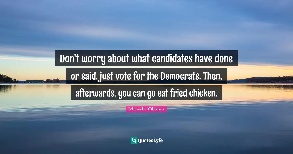 Don't worry about what candidates have done or said, just vote for the Democrats. Then, afterwards, you can go eat fried chicken.