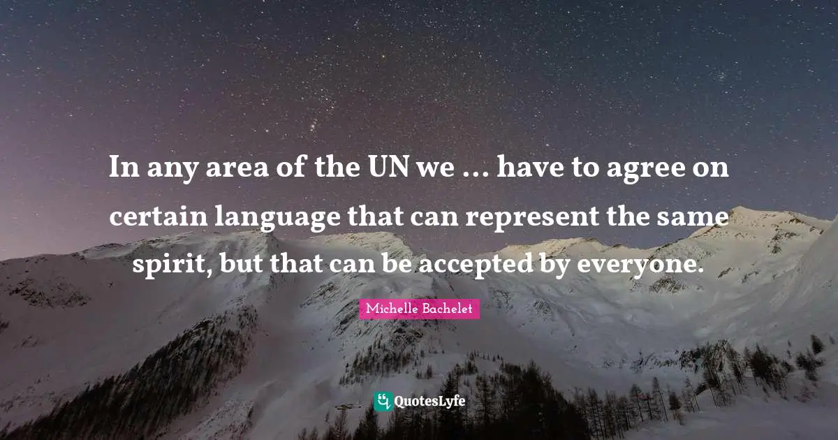 In any area of the UN we ... have to agree on certain language that can represent the same spirit, but that can be accepted by everyone.