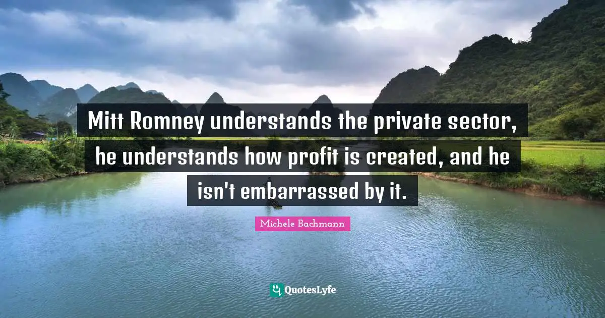 Mitt Romney understands the private sector, he understands how profit is created, and he isn't embarrassed by it.