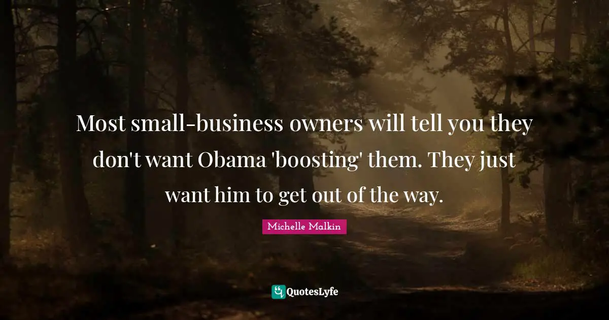 Small Business Quotes: "Most small-business owners will tell you they don't want Obama 'boosting' them. They just want him to get out of the way."