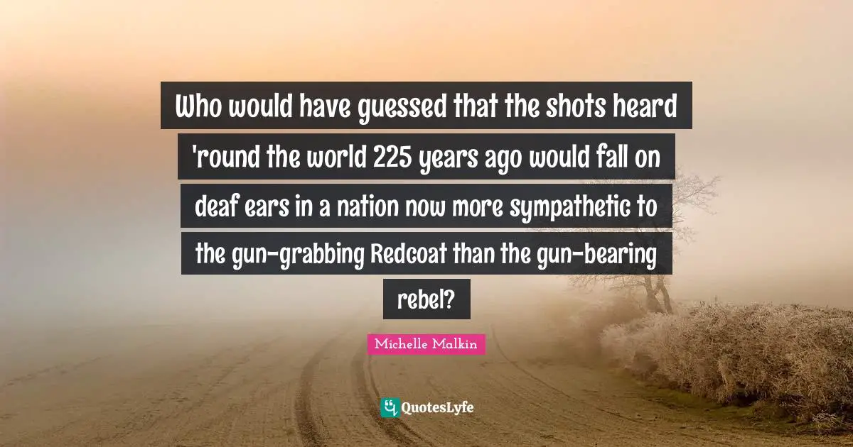 Who would have guessed that the shots heard 'round the world 225 years ago would fall on deaf ears in a nation now more sympathetic to the gun-grabbing Redcoat than the gun-bearing rebel?