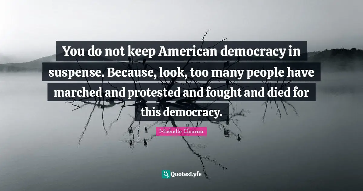 You do not keep American democracy in suspense. Because, look, too many people have marched and protested and fought and died for this democracy.