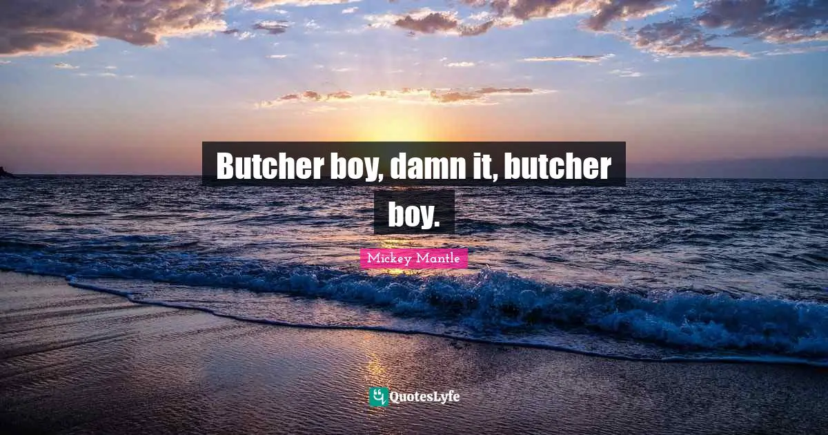 Butcher boy, damn it, butcher boy.