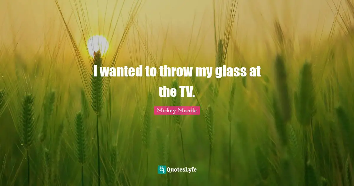 I wanted to throw my glass at the TV.