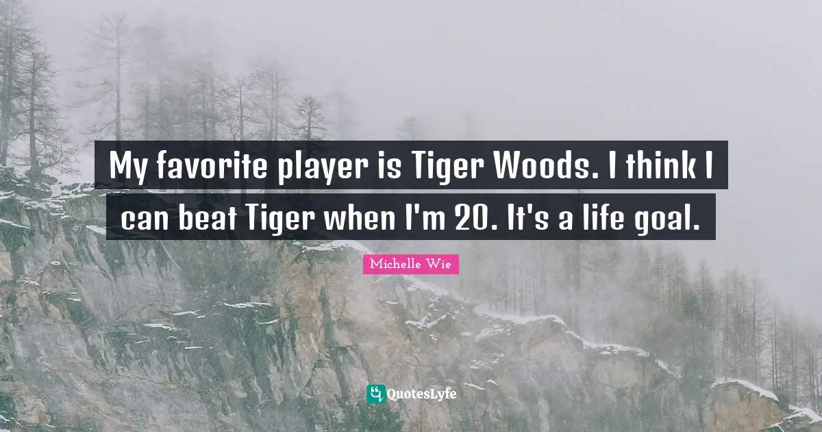 My favorite player is Tiger Woods. I think I can beat Tiger when I'm 20. It's a life goal.